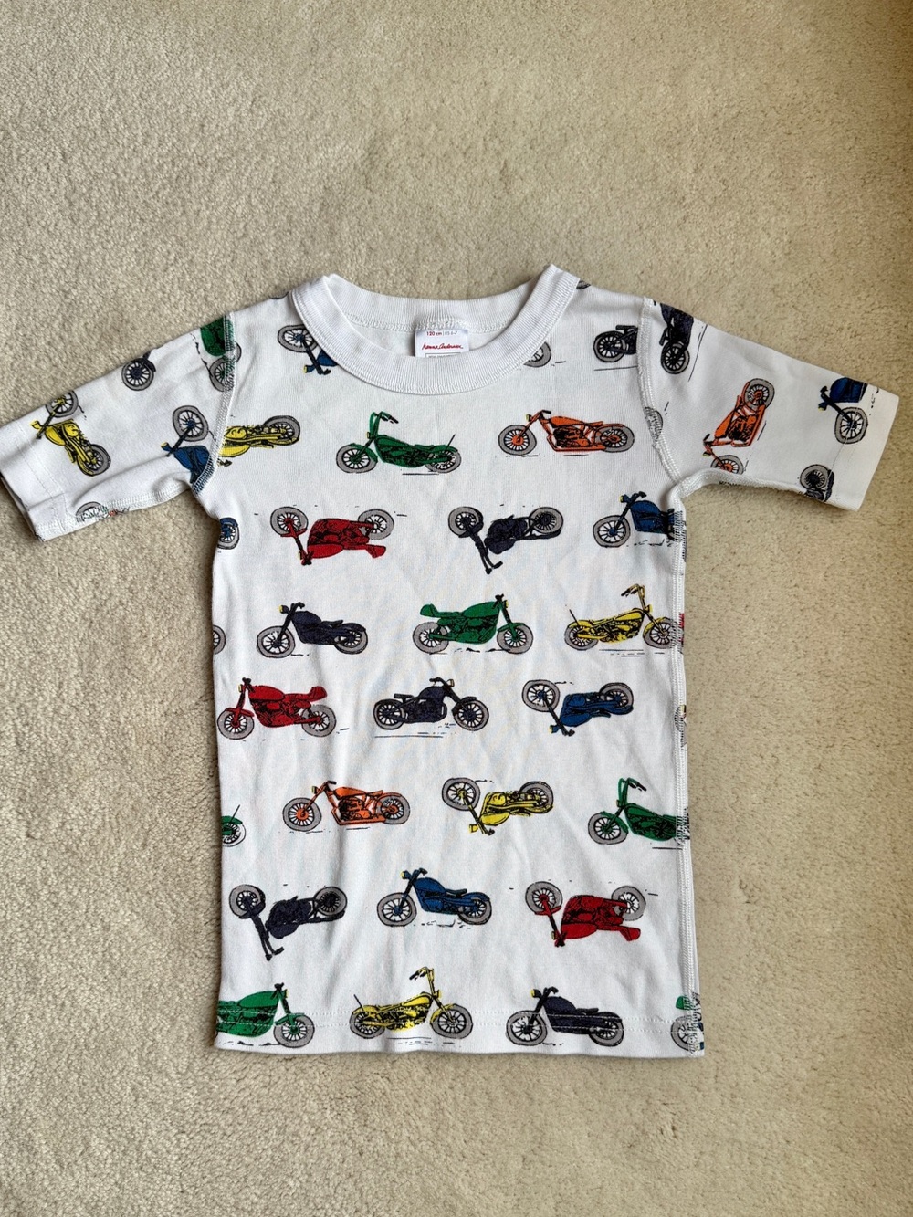 Hanna Andersson Motorcycle Print Pajama Top Organic Cotton Boys Size 6-7